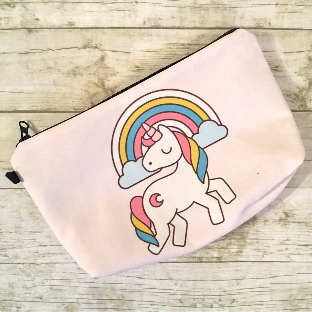 ✨4/$25✨ Unicorn 🦄 Makeup Multipurpose Bag Pouch Pink - Picture 2 of 7